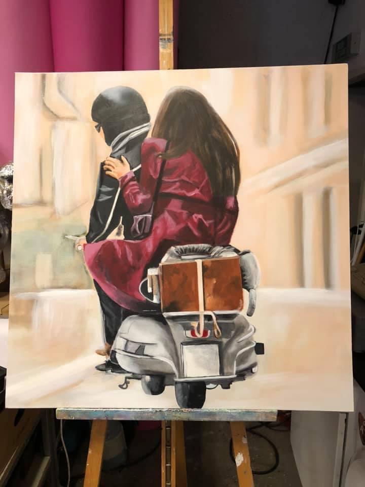 Schilderij Scooter